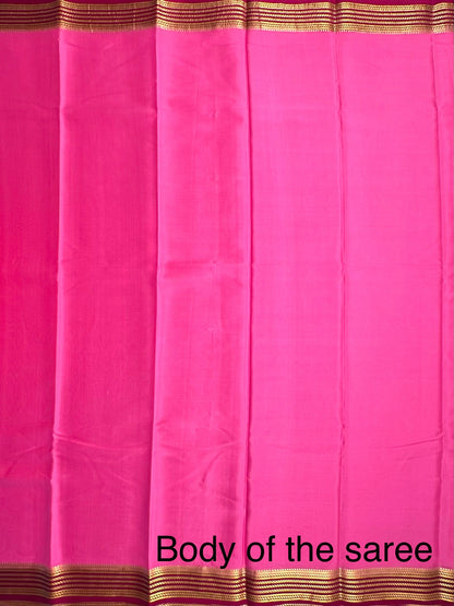 Pink-Magenta Pure Mysore Crepe Saree