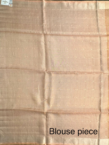 Baby Pink Emboss Pure Tissue Silk Saree