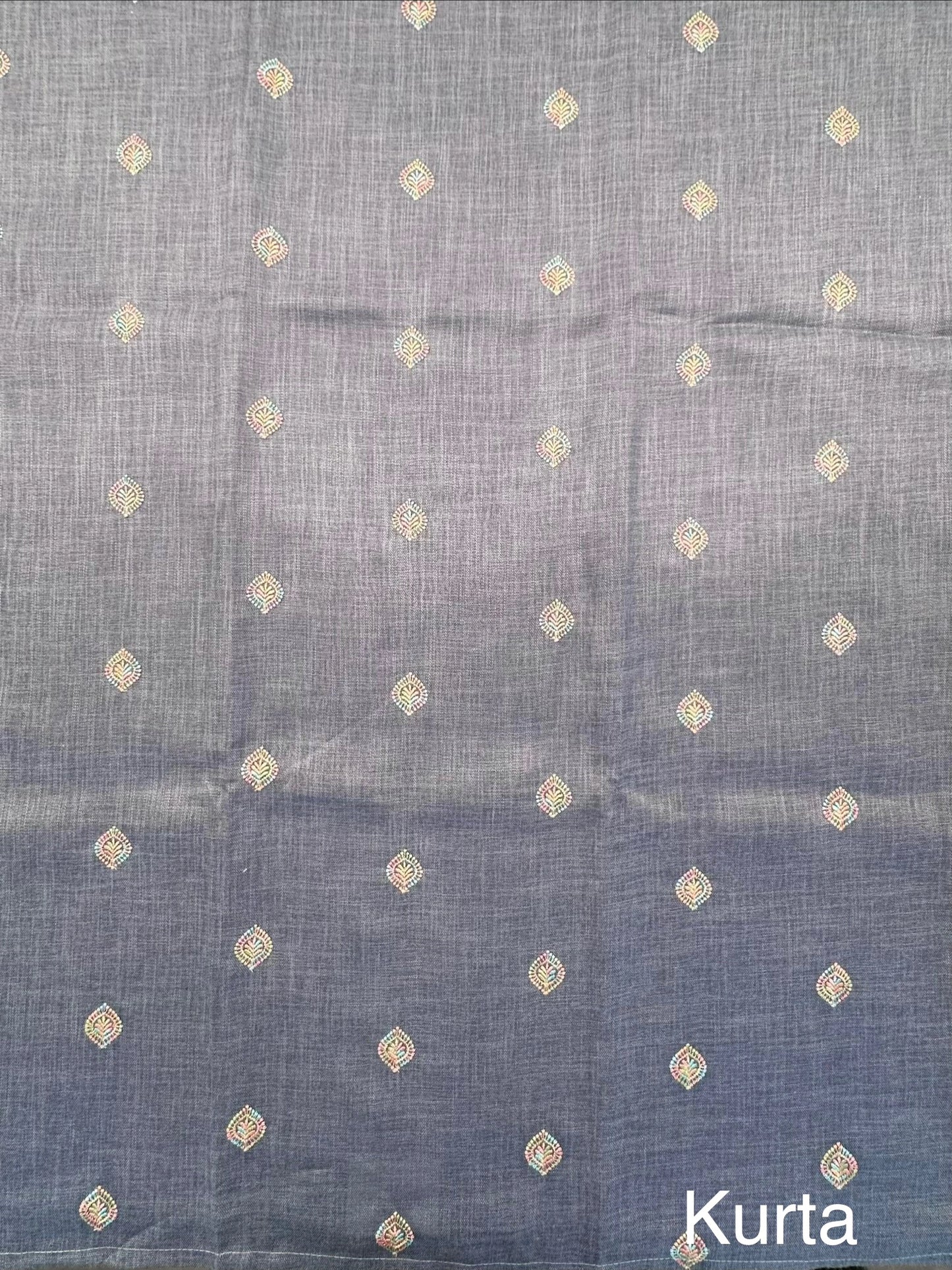 Blue Jute Cotton 3-Piece Suit