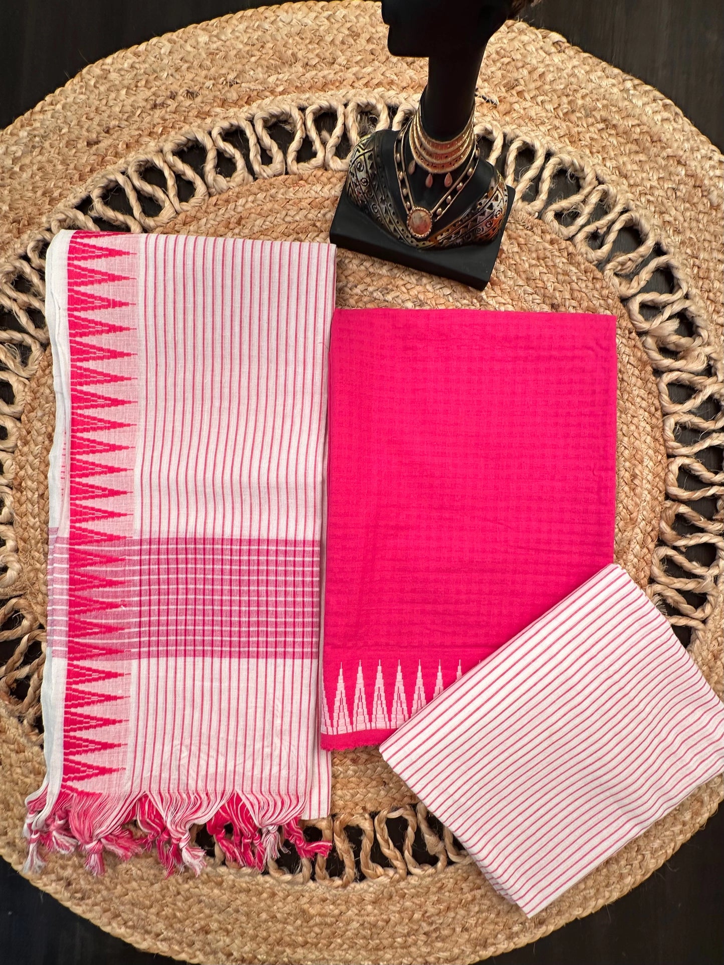 Rani Pink South Cotton 3-Piece Suit