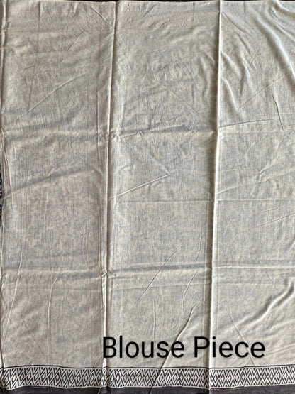 Beige- Blue  Pure Cotton Saree