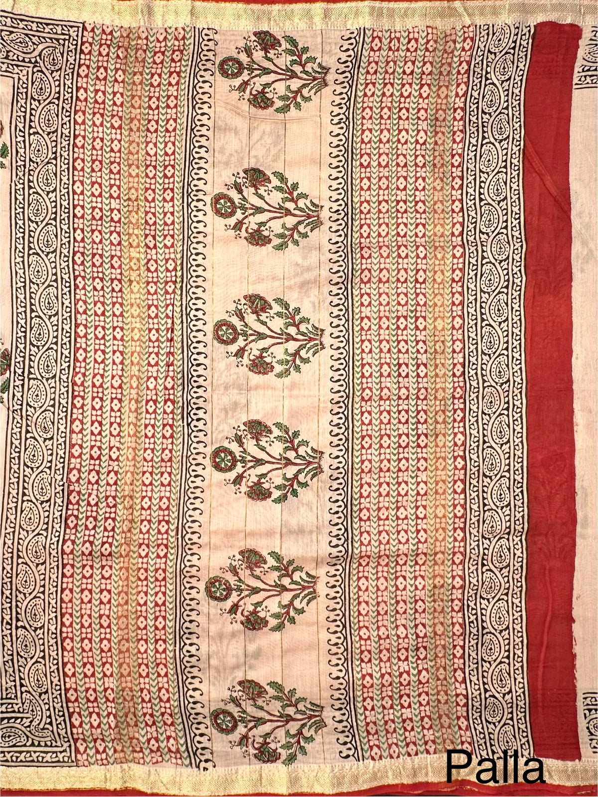 Beige Chanderi Saree with Hand Block Print