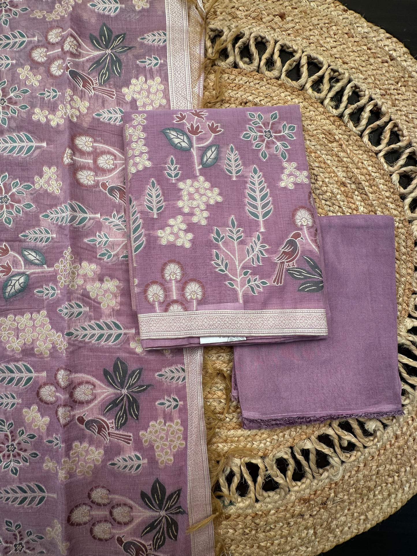 Mauve Fancy Cotton 3-Piece Suit