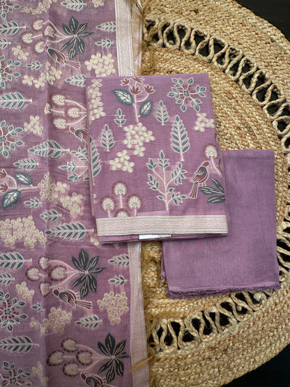 Mauve Fancy Cotton 3-Piece Suit