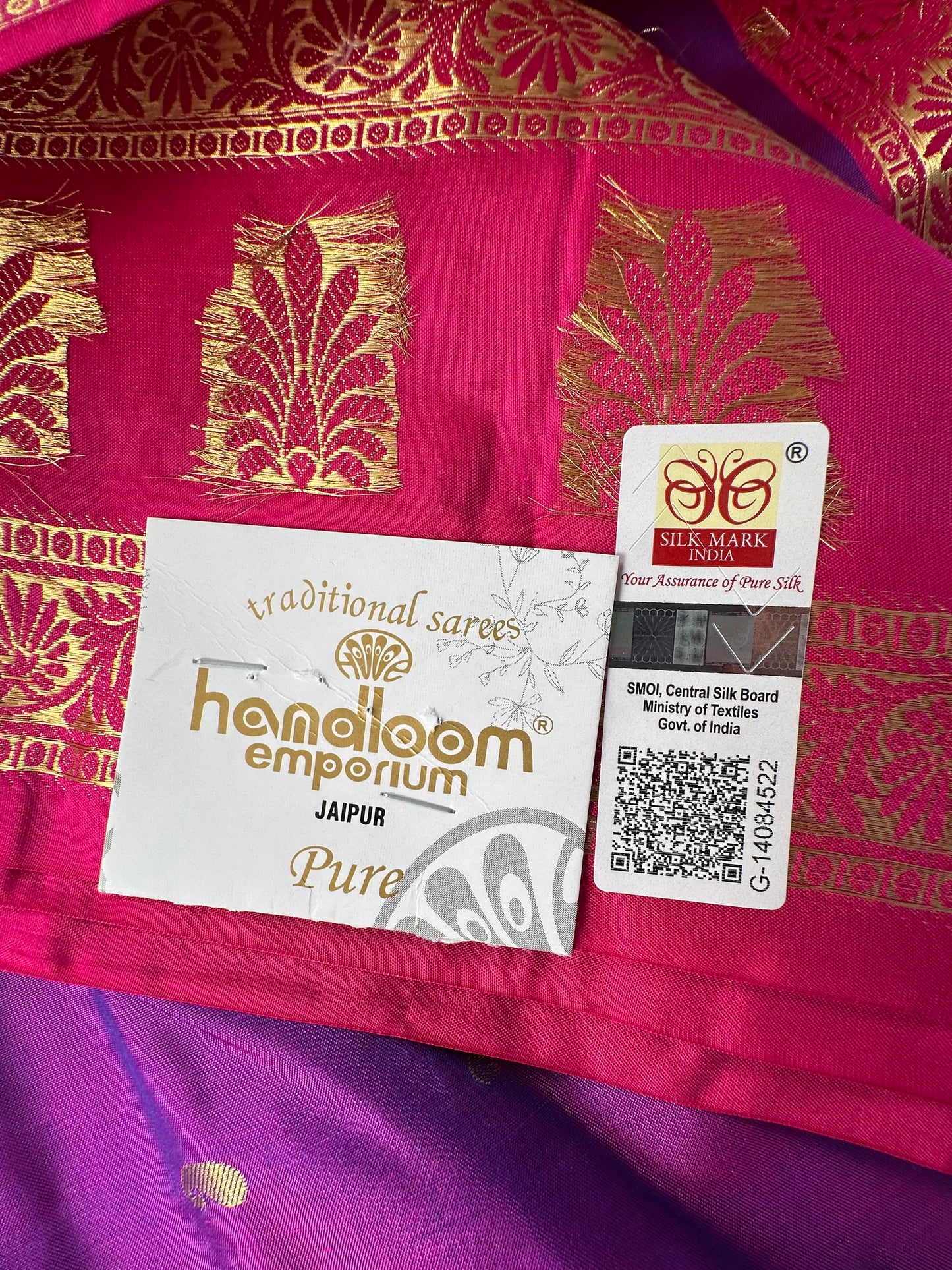 Purple Pondicherry Handloom Pure Silk Saree