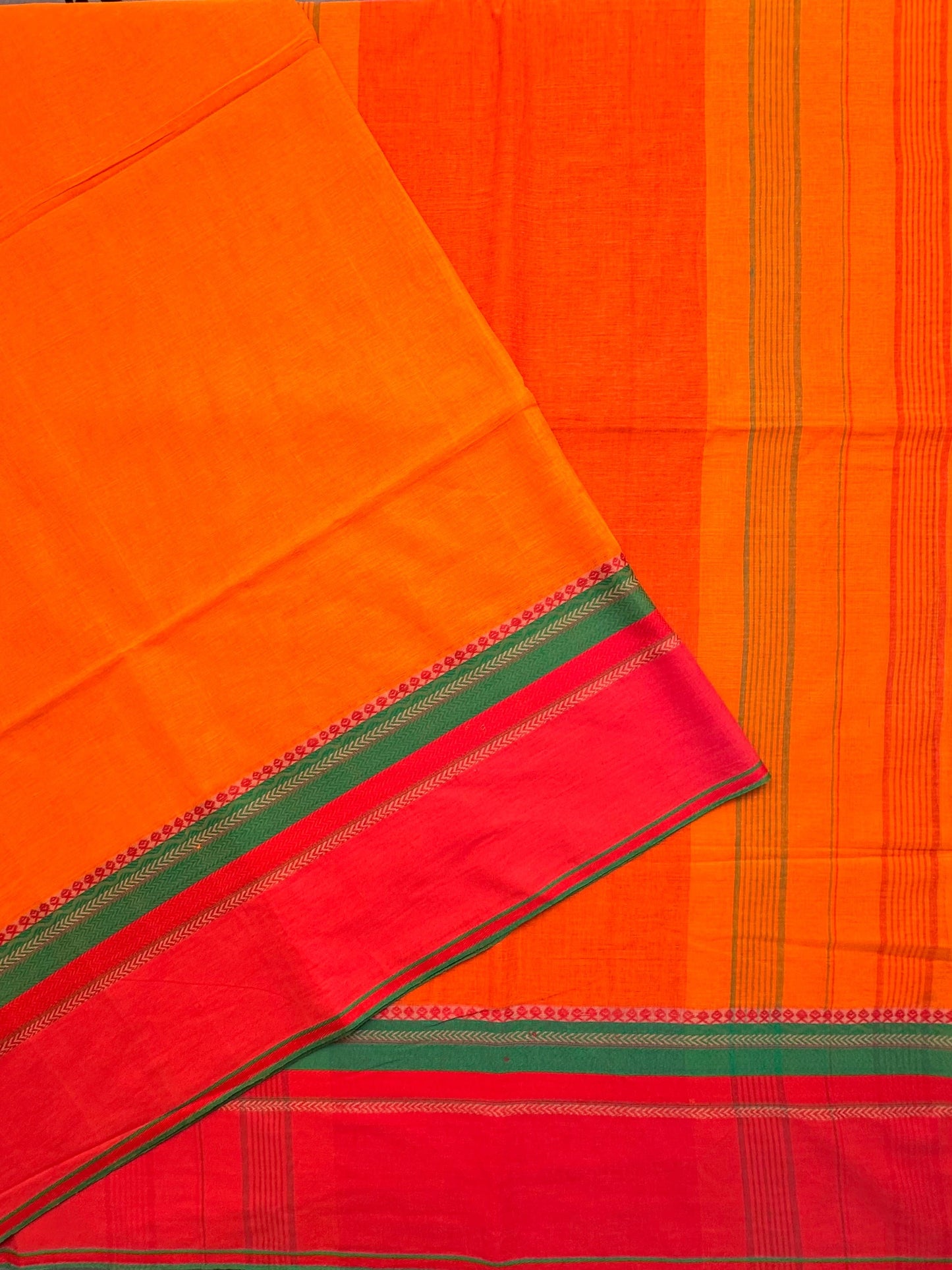 Orange-Red Piyali Bengal Cotton Saree