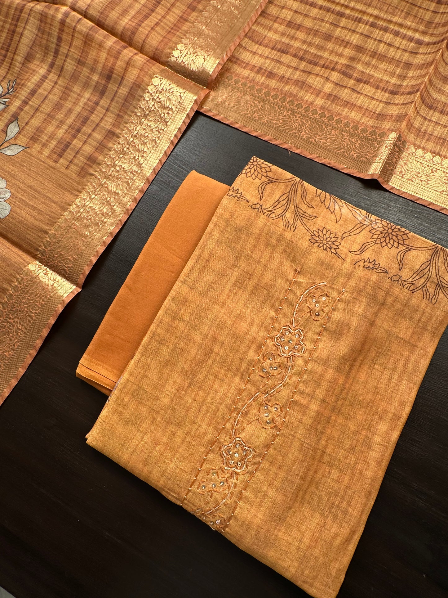 Mustard Fancy Cotton 3-Piece Suit