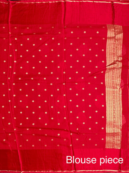 Red Manika Kota Doria Art Silk Saree