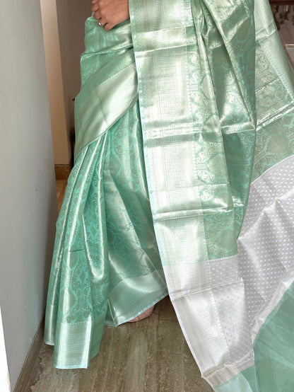 Sea Green Saadagi Tissue Saree