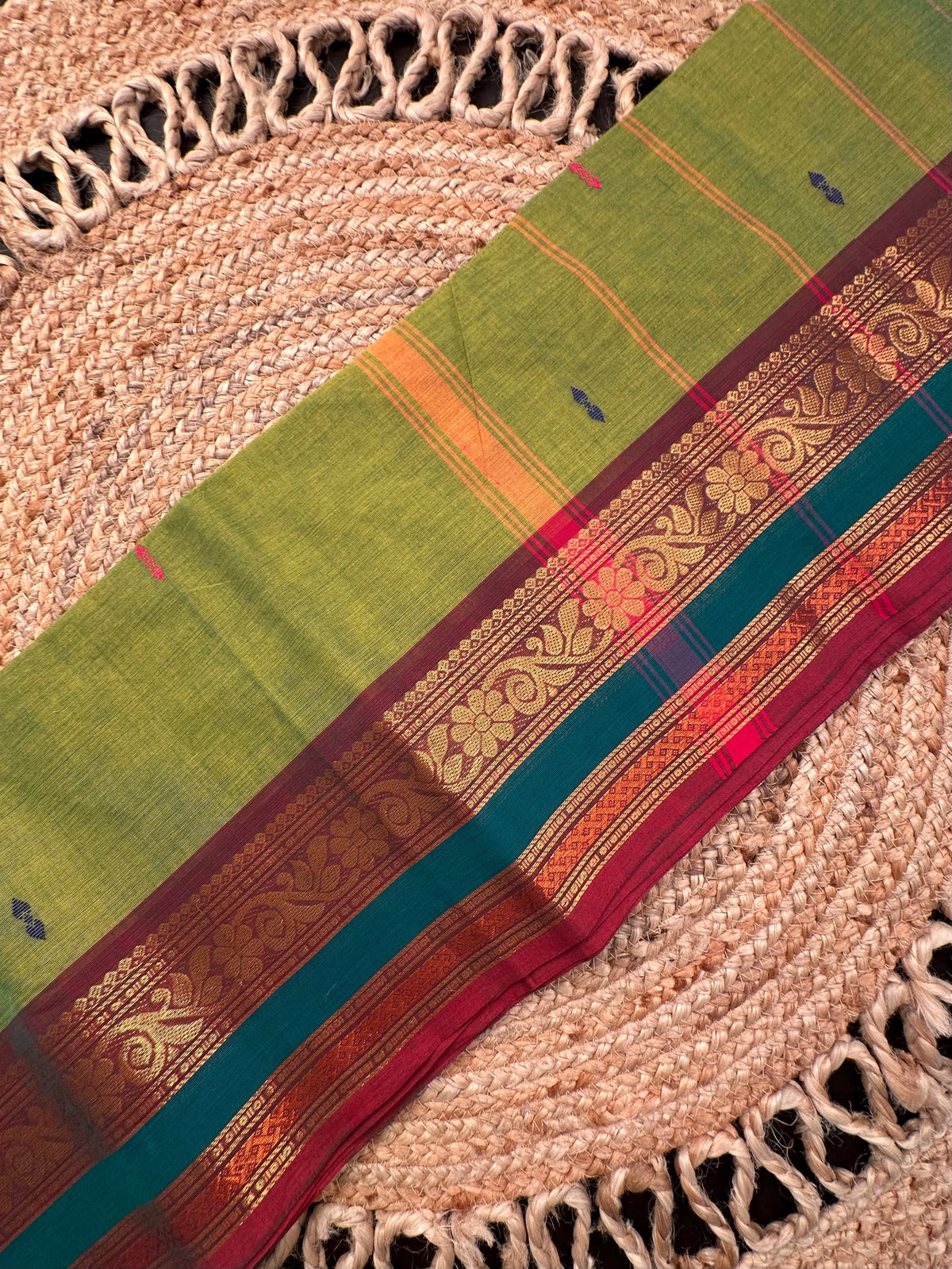 Parrot Green Narayanpet Cotton Saree