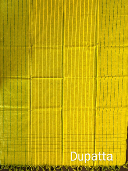 Mehndi Green Checkered Handloom Suit