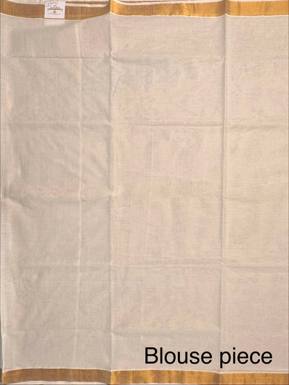 White-Golden Kerala Cotton Saree