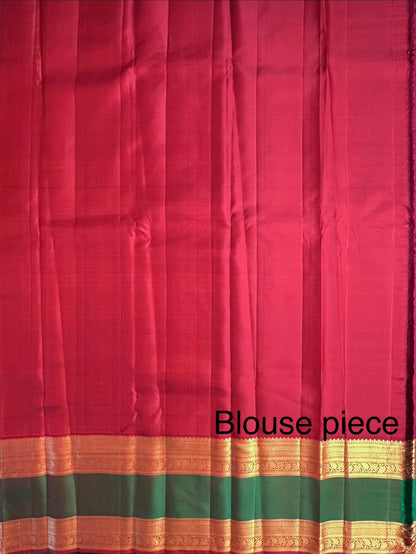 Mustard-Maroon Handloom Kadiyar Pure Silk Saree