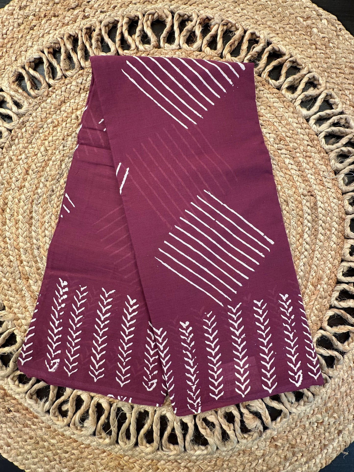Magenta Bagru Hand Block Print Pure Cotton Saree