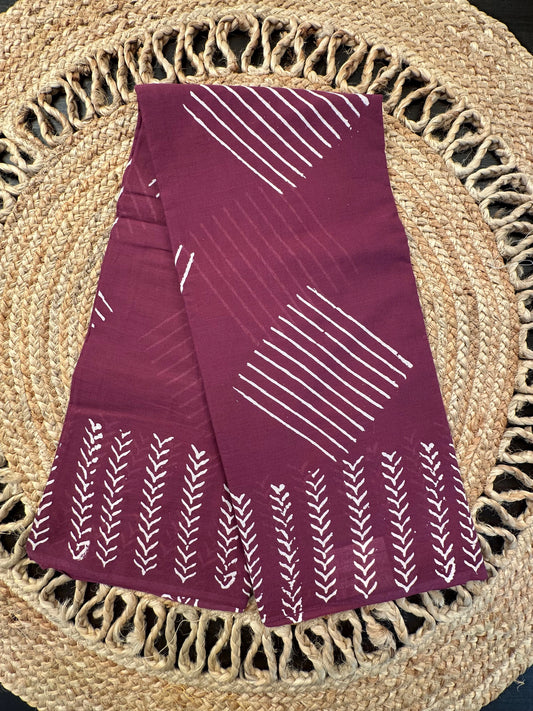 Magenta Bagru Hand Block Print Pure Cotton Saree