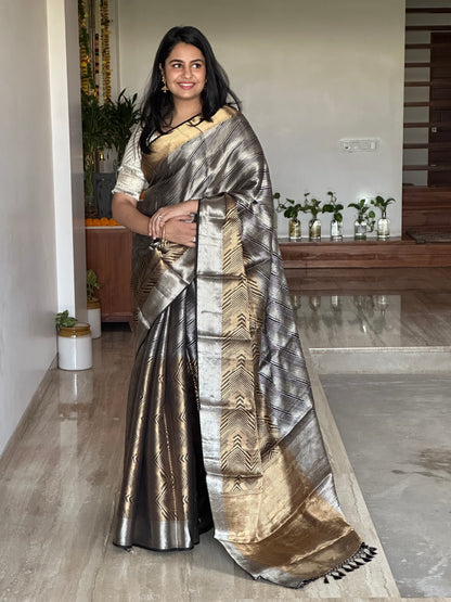 Black Pure Tissue Silk Saree