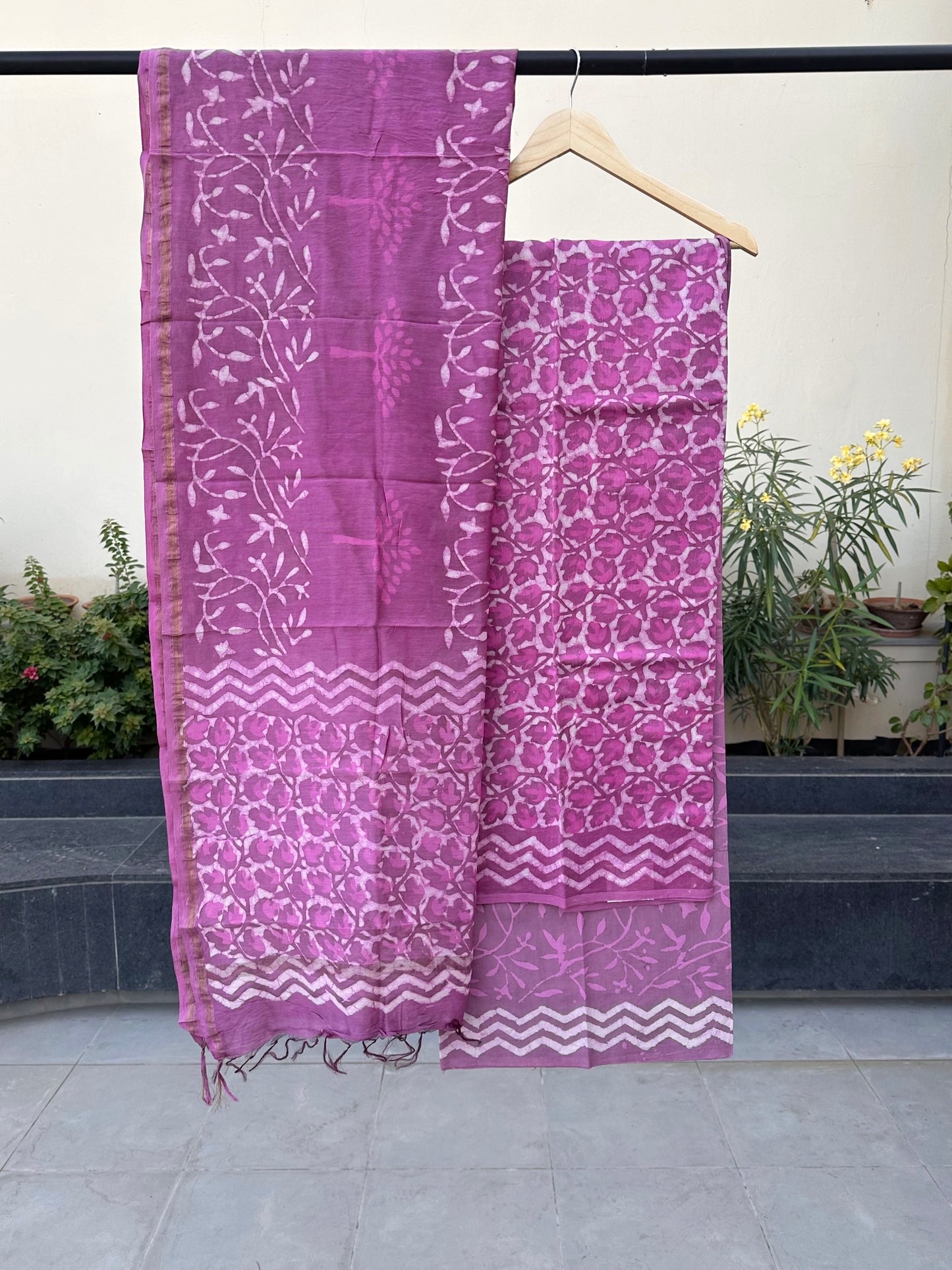 Magenta Cotton Chanderi Suit
