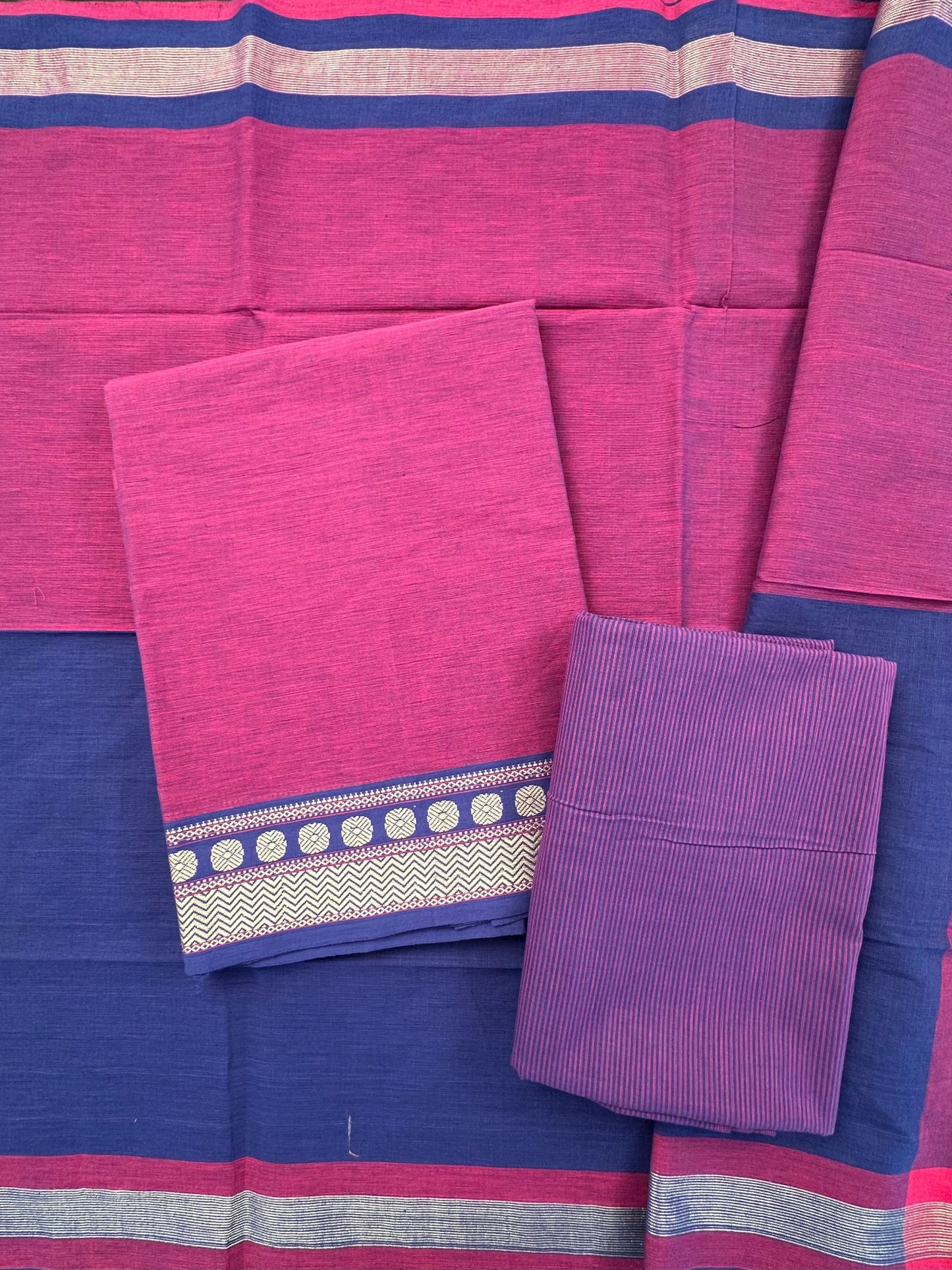 Purple Dharwad South Cotton 3-Piece Suit