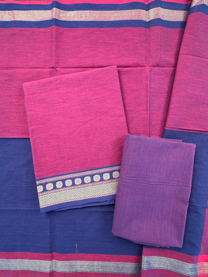 Purple Dharwad South Cotton 3-Piece Suit