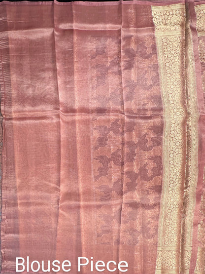Dusky Pink Tissue Silk Saree