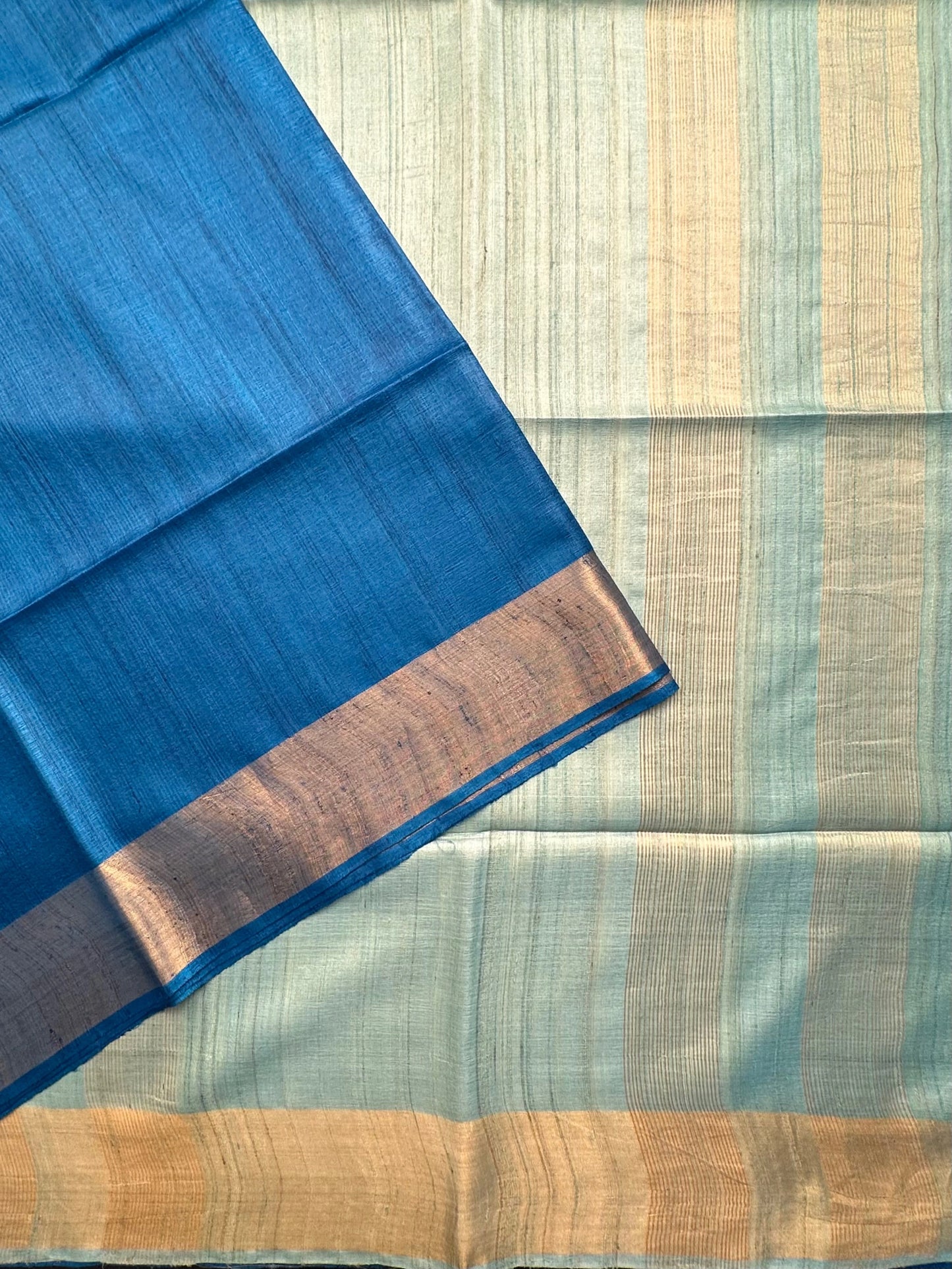 Shaded Blue Handloom Tussar Silk Saree