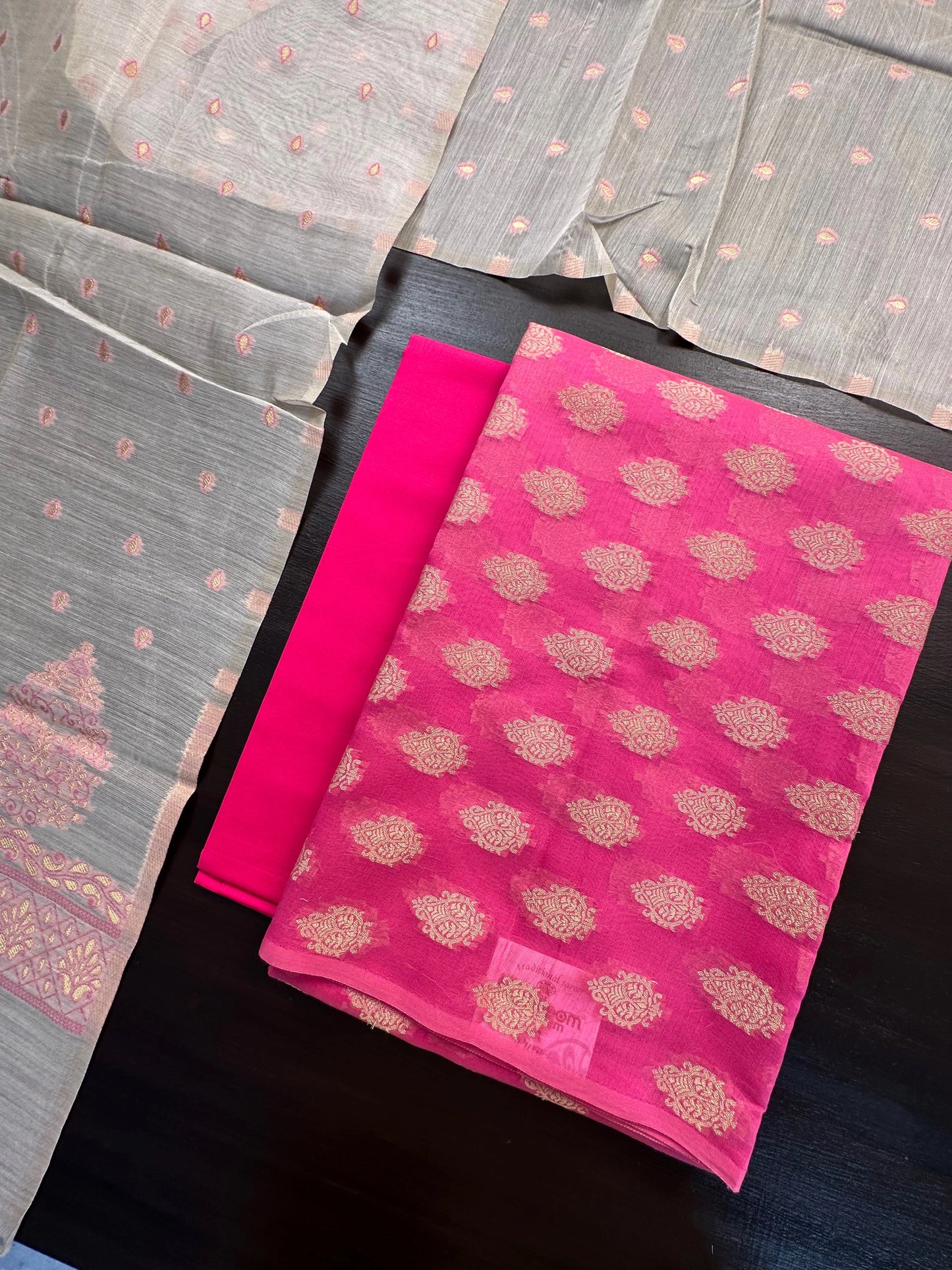 Pink Jacquard Handloom Suit