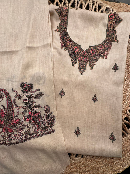 Cream Woolen 3-Piece Suit