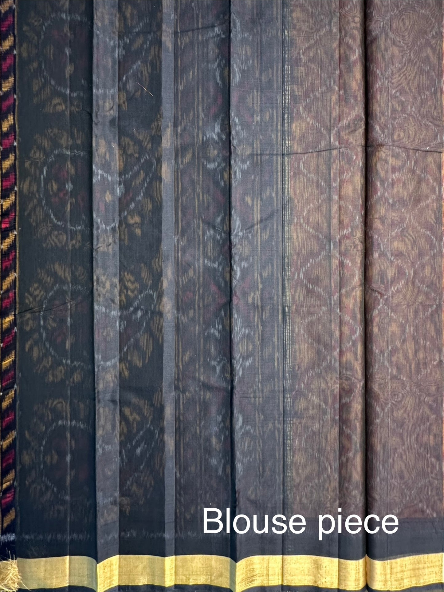 Rust Ikkat Kosa Cotton Silk Saree