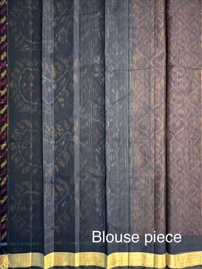 Rust Ikkat Kosa Cotton Silk Saree