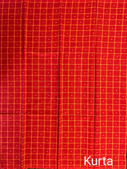 Maroon Checkered Handloom Cotton Suit