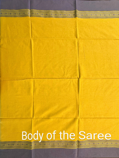 Olive Green-Blue Tripura Cotton Saree
