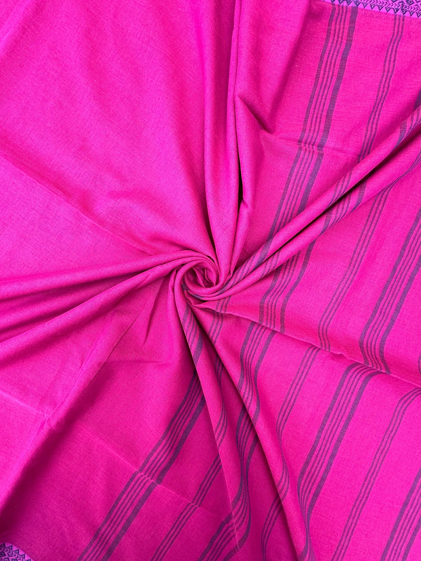 Magenta-Purple Piku Bengal Cotton Saree