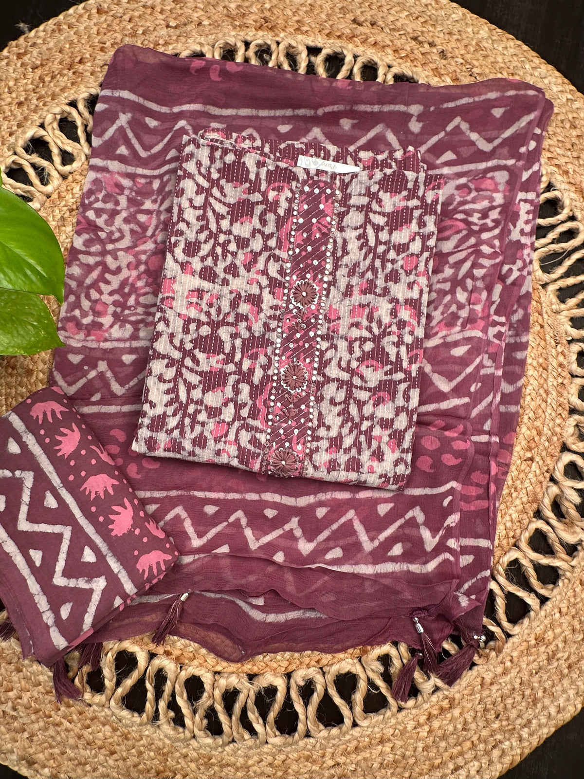 Purple Pure Cotton 3-Piece Unstitched Suit