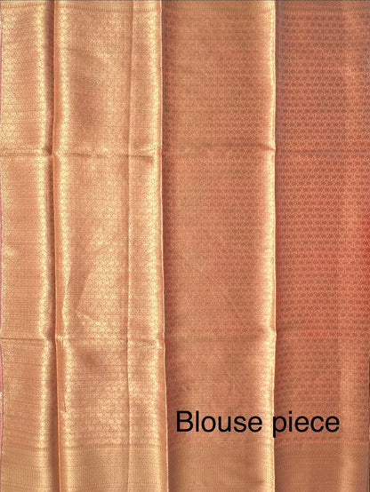 Pinkish Peach Arvita Kota Doria Fancy Cotton Saree