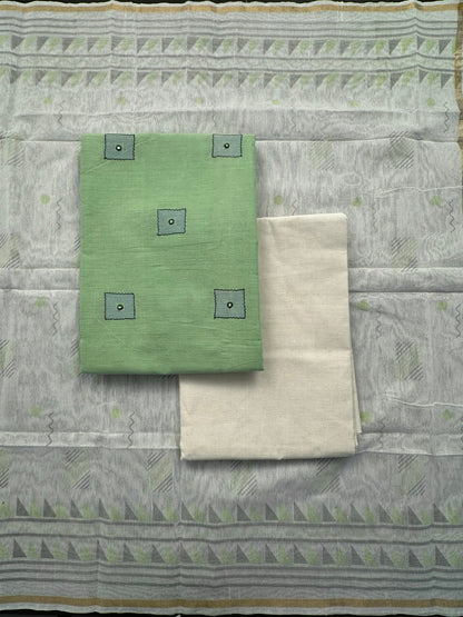 Pista Green South Cotton 3-Piece Suit