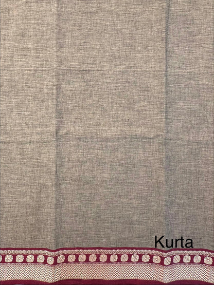 Grey Dharwad South Cotton 3-Piece Suit