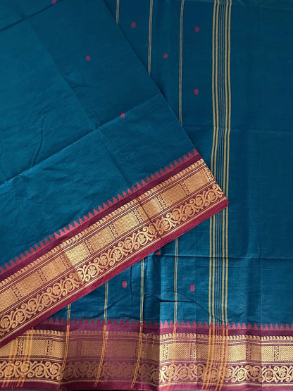 Peacock Blue Narayanpet Cotton Saree