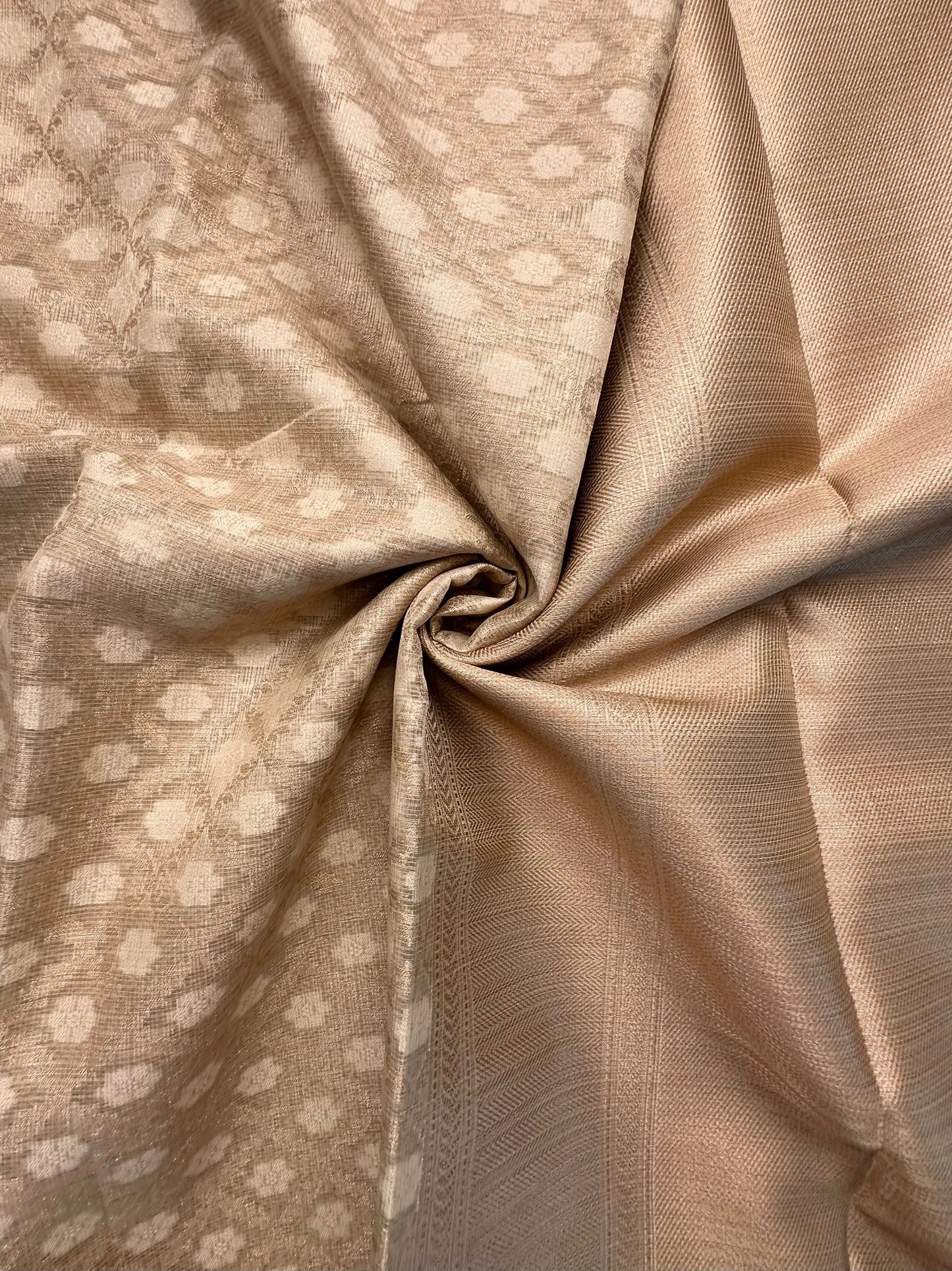 Golden Beige Fancy Cotton Supernet Saree