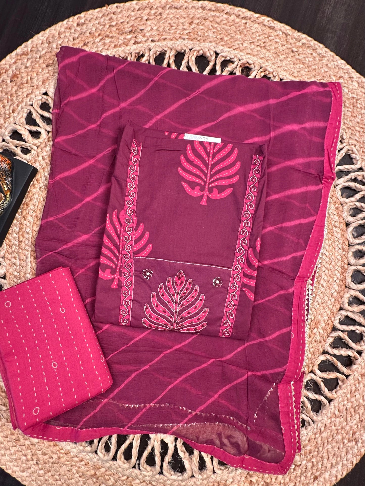Magenta Rati Printed Pure Cotton Suit