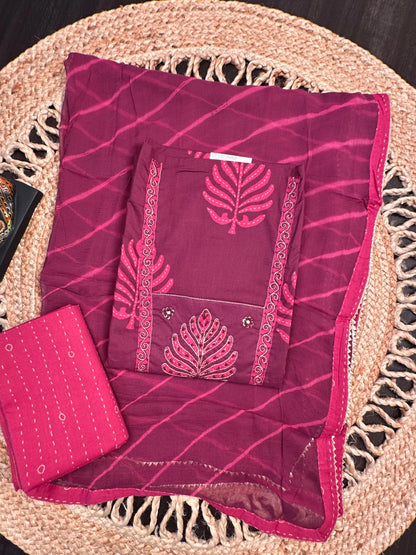 Magenta Rati Printed Pure Cotton Suit
