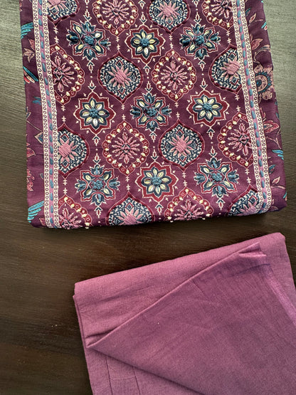 Purple Fancy Cotton 3-Piece Suit