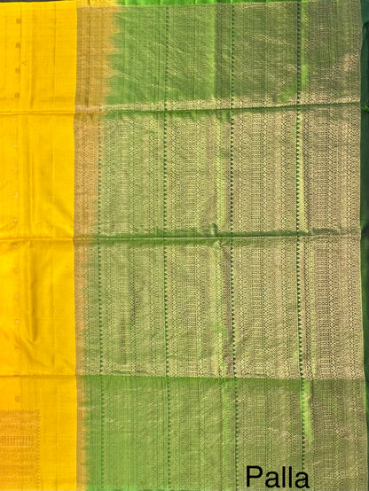 Yellow-Green Handloom Pure Soft Silk Saree
