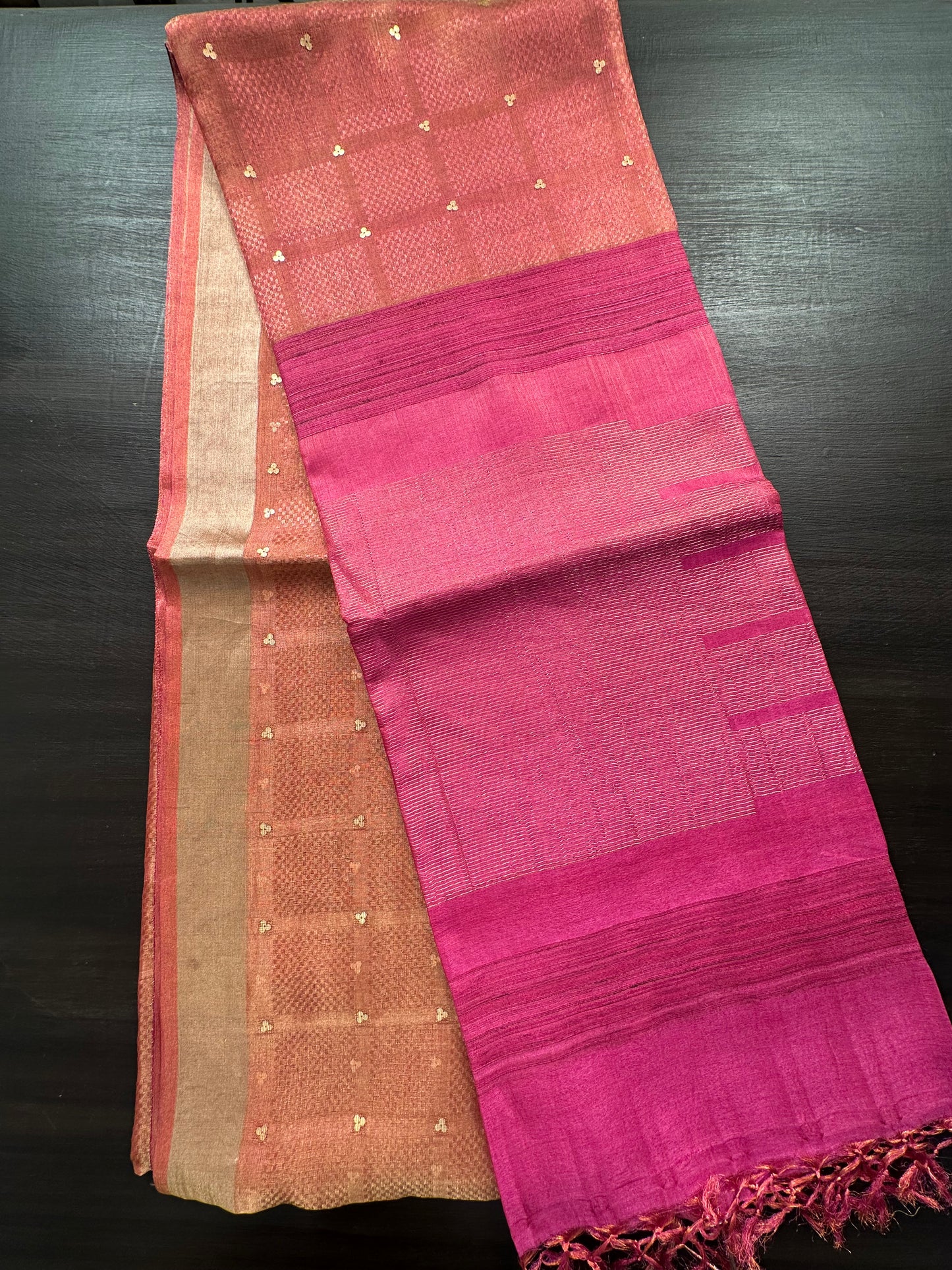 Rani Emboss Pure Tissue Silk Saree