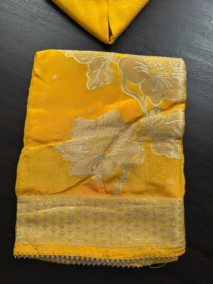 Yellow Crepe Unstitched 3-Piece Suit