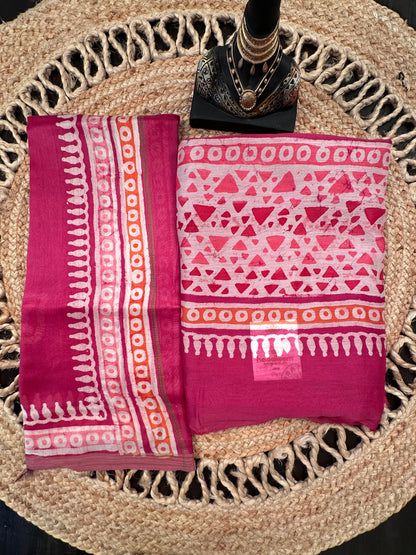 Rani Trisha Printed Chanderi 3-Piece Unstitched Suit