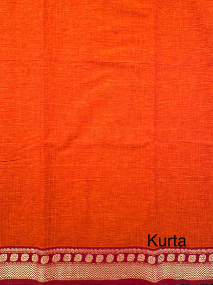 Rust Dharwad South Cotton 3-Piece Suit