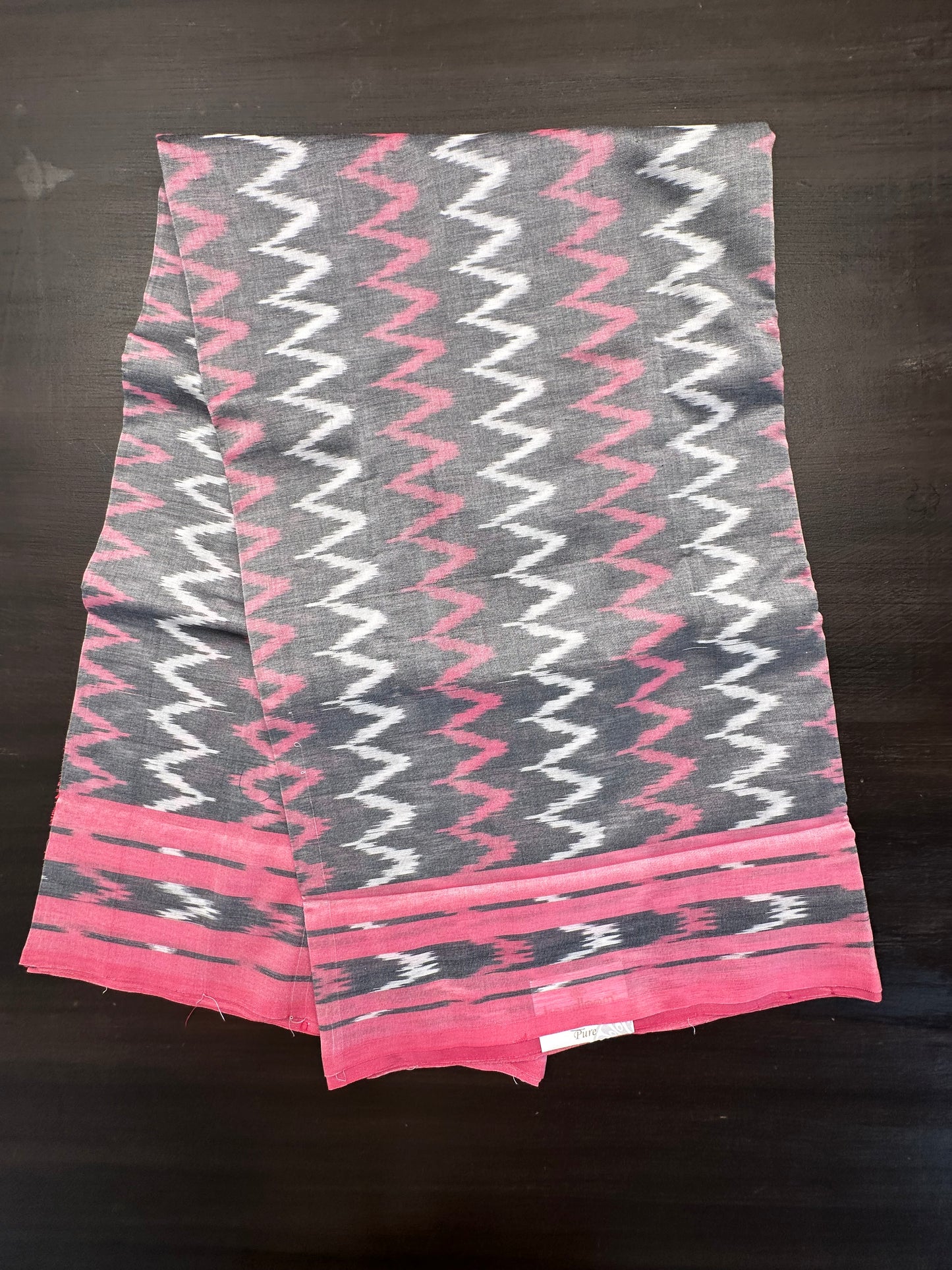 Grey-Pink Ikkat Cotton Saree