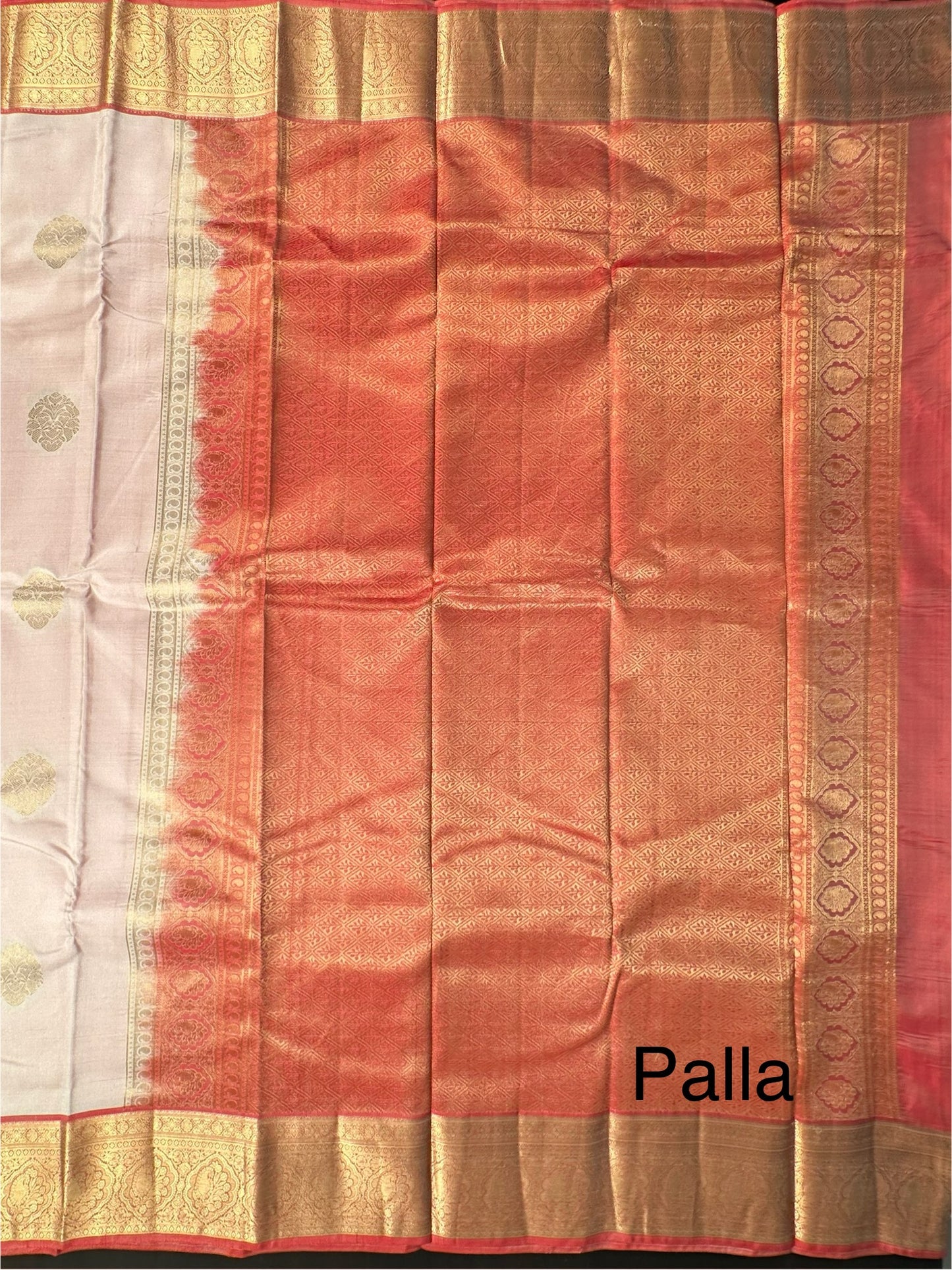 Cream Pondicherry Handloom Pure Silk Saree