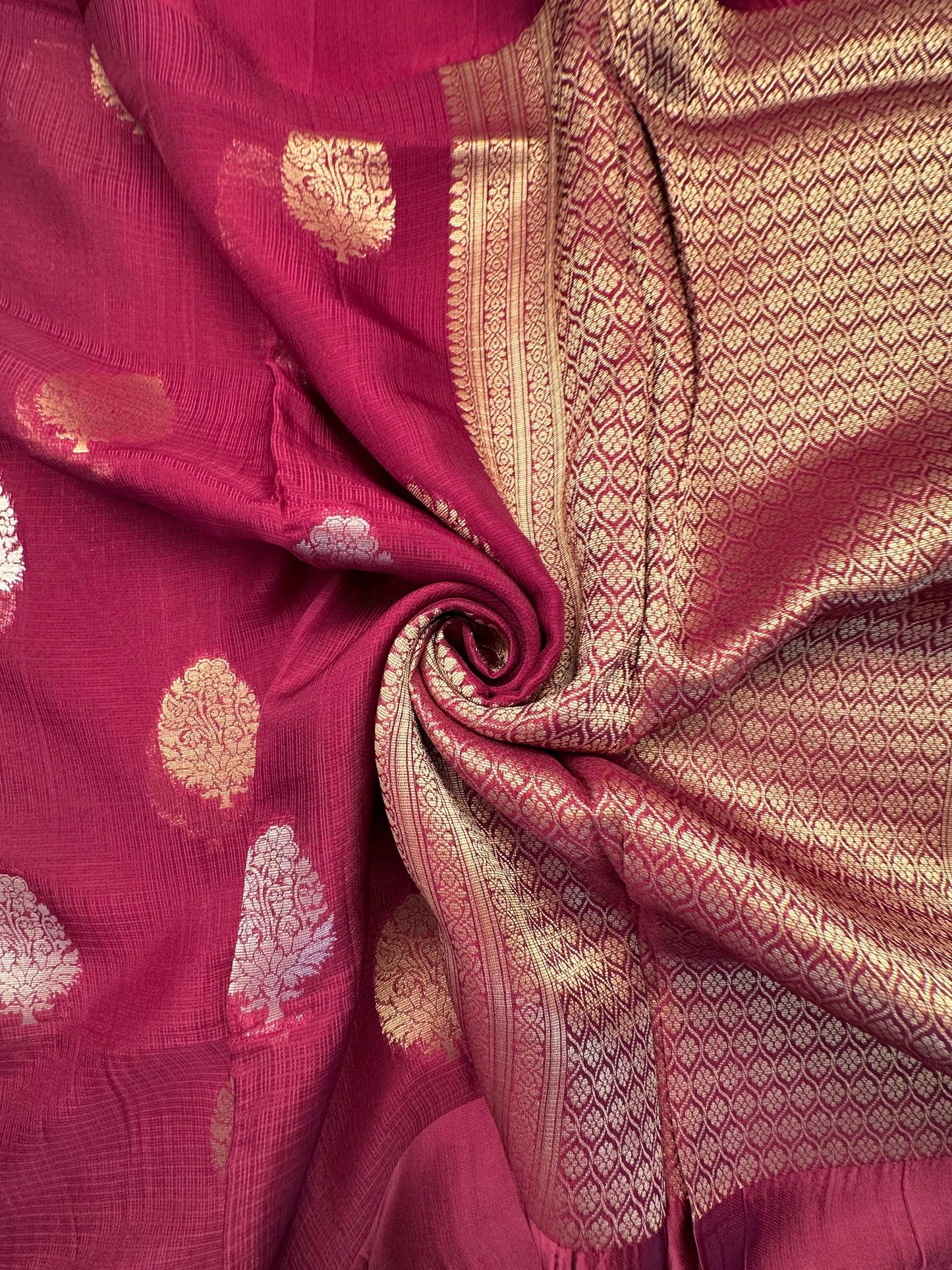 Maroon Manika Kota Doria Art Silk Saree