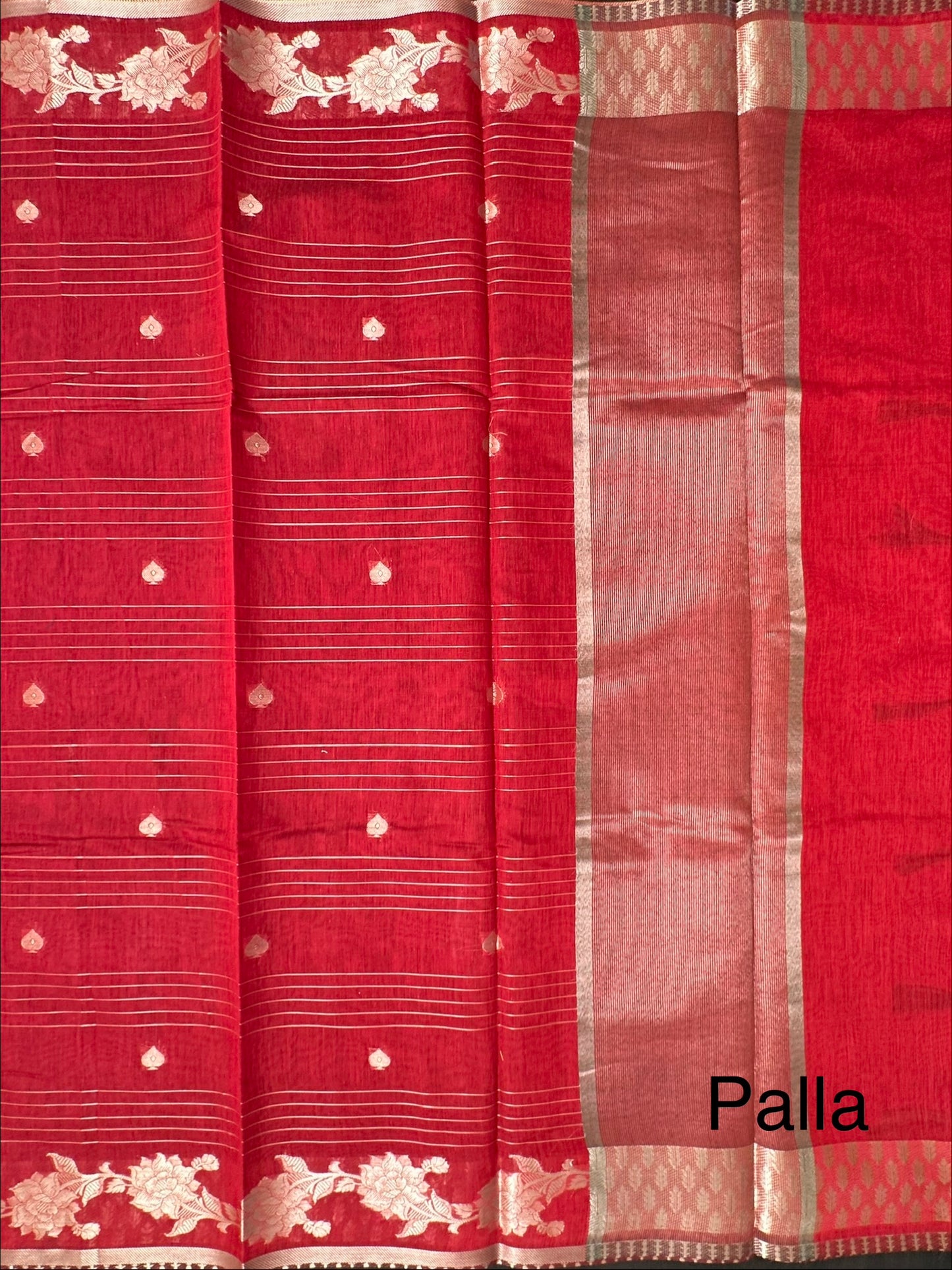 Red Chanderi Cotton Saree